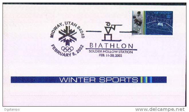 Estados Unidos 2002 Cover Winter Sports. Ice Hockey, BIATHLON, Soldier Hollow Station - Hockey (sur Glace)