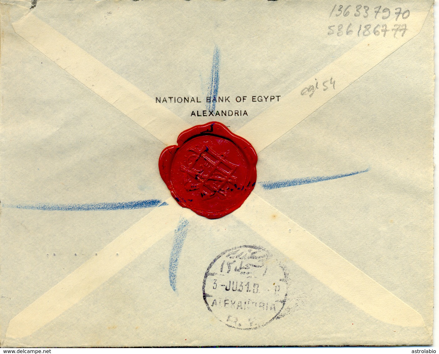 Lettre De Alexandrie Vers London, Recommande 1931. Cover - Brieven En Documenten