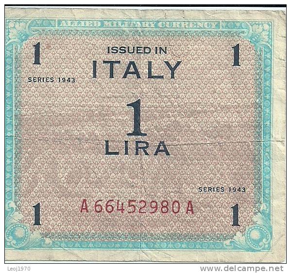 WWII - DEBARQUEMENT ALLIES DE 1943 - BILLET DE 1 LIRE - ALLIED MILITARY CURRENCY - Ocupación Aliados Segunda Guerra Mundial