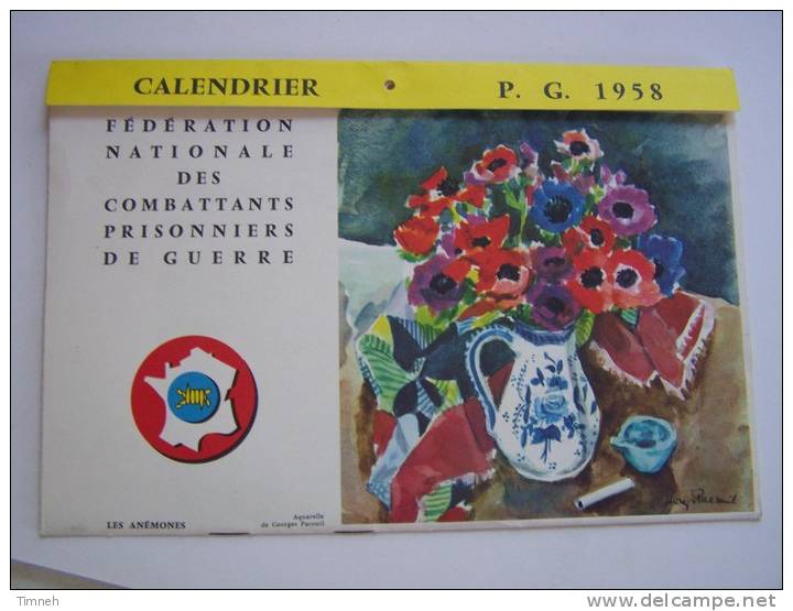 8 AQUARELLES DU CALENDRIER 1958 Combattants Prisonniers Guerre Zénobel Pacouil  SANS CALENDRIER - Grossformat : 1941-60