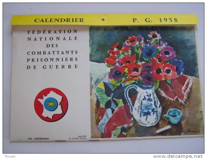 8 AQUARELLES DU CALENDRIER 1958 Combattants Prisonniers Guerre Zénobel Pacouil  SANS CALENDRIER - Grand Format : 1941-60