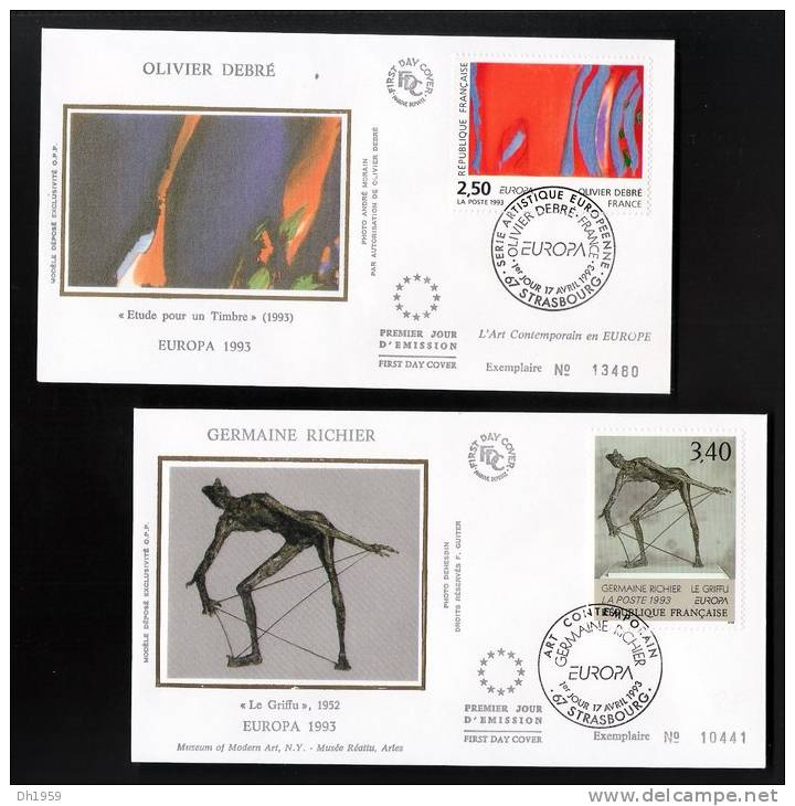 2 ENVELOPPES EUROPA  1993 TIRAGE  NUMEROTE LIMITED EDITION CEPT MUSEUM OF MODERN ART - 1993