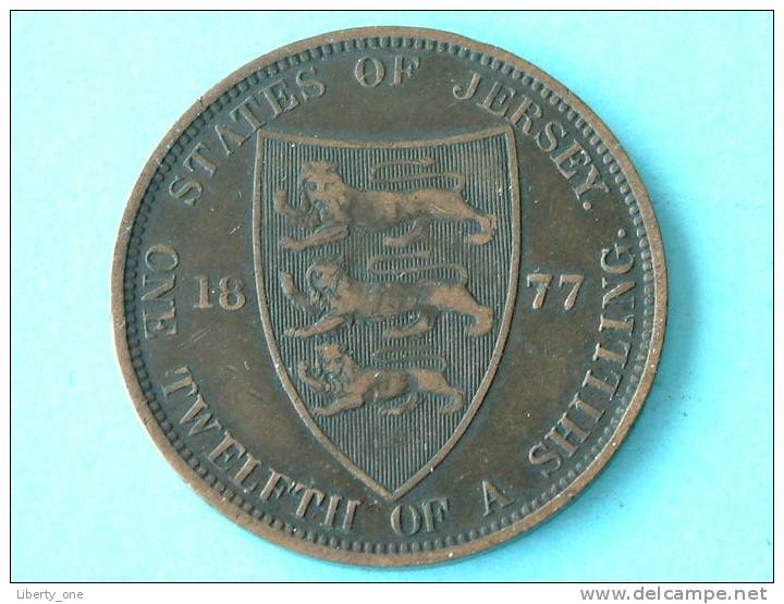 1877 - ONE TWELFTH OF A SHILLING - KM 8 ( For Grade, Please See Photo ) ! - Jersey