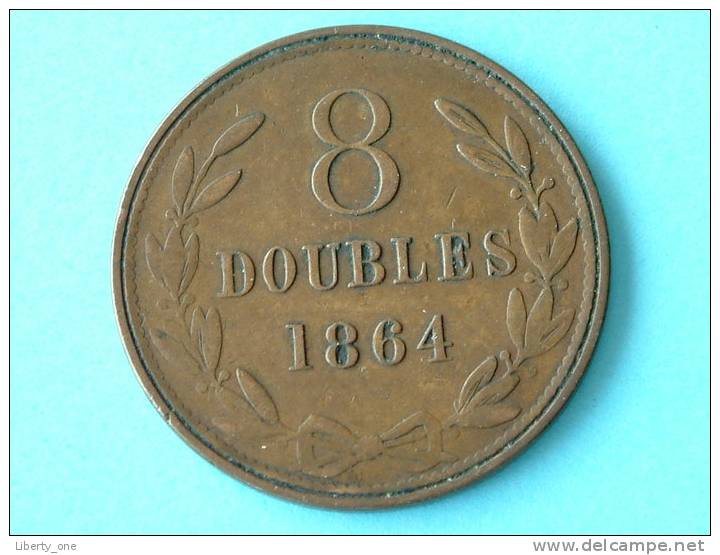 1864 - 8 DOUBLES / KM 7 ( For Grade, Please See Photo ) ! - Guernsey