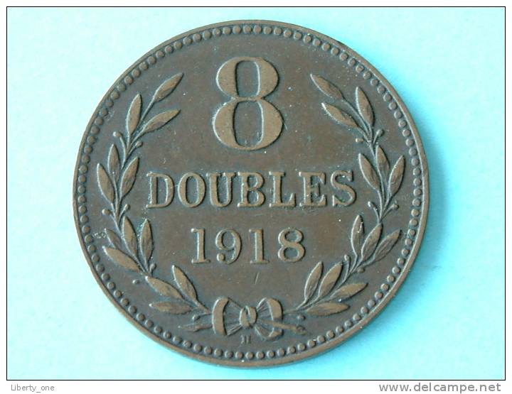 1918 H - 8 DOUBLES / KM 14 ( For Grade, Please See Photo ) ! - Guernsey