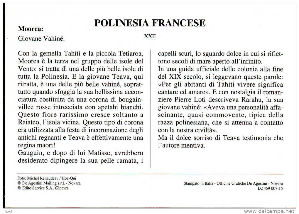 Giovane Vahinè  A Morea, Polinesia Francese (vedi Retro) - Tahiti