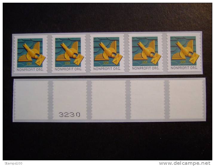 U.S. 2011. SC#4495. ART DECO BIRD NONPROFIT, NON DENOMINATED STRIP WITH NUMBER (photo Is Example)  MNH**   (P33-020) - Unused Stamps