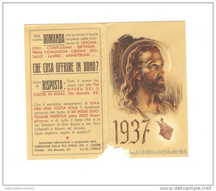 70403)calendario  Gesù Cristo Anno 1937 - Small : 1921-40