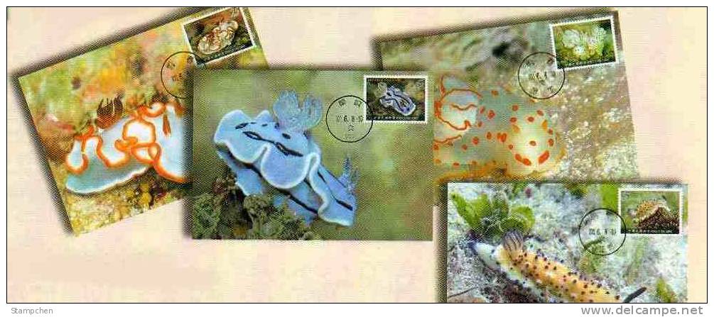 Maxi Cards Taiwan 2011 Marine Life Stamps -Sea Slugs Fauna Slug - Maximumkaarten