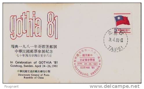 CHINE:1981:GOTHIA 81.Goteborg,SUEDE.Envelop Pe Avec Oblit.spéciale. - Covers & Documents