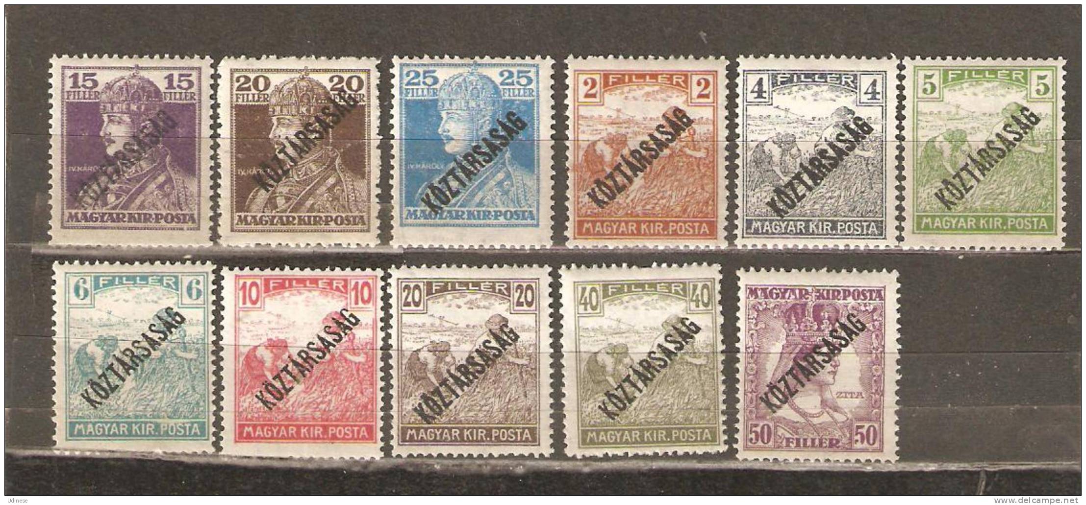 HUNGARY 1918 - 11 DIFFERENT  OVERPRINTED - MNH MINT NEUF - Unused Stamps