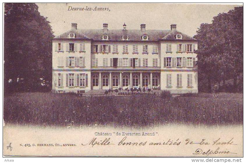 DEURNE LEZ  ANVERS = Château "de Zwarten Arend" (G. Hermans  N° 419) 1902 - Andere & Zonder Classificatie