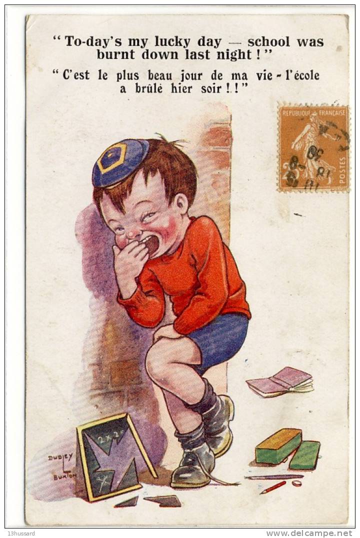 Carte Postale Ancienne Illustrateur Dudley Burton - C'est Le Plus Beau Jour De Ma Vie. L'école A Brulé Hier Soir - Mc Gill, Donald