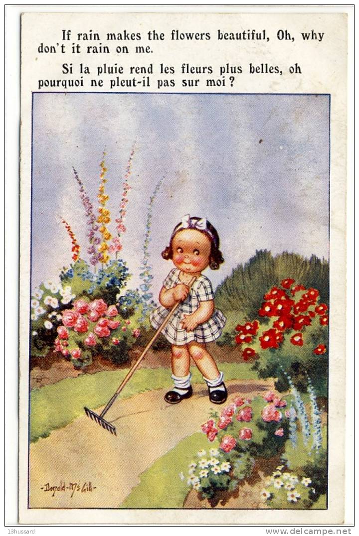 Carte Postale Ancienne Illustrateur Donald Mc Gill - Si La Pluie Rend Les Fleurs Plus Belles - Petite Fille - Mc Gill, Donald