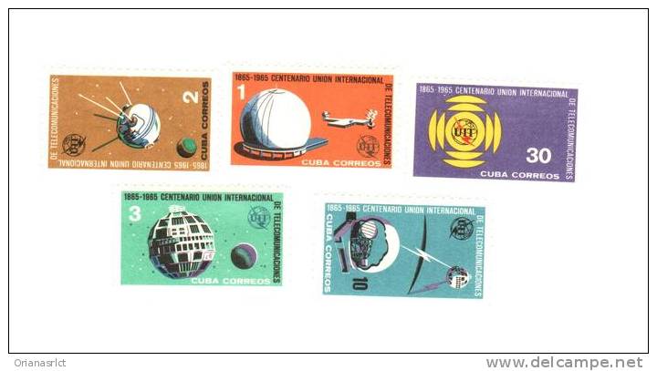 100890)cuba 1965 Anno Centennario Dell´ Unione Internazionale  Delle Telecomunicazioni  5 Valori Nuovi** N.849-53 - Ongebruikt