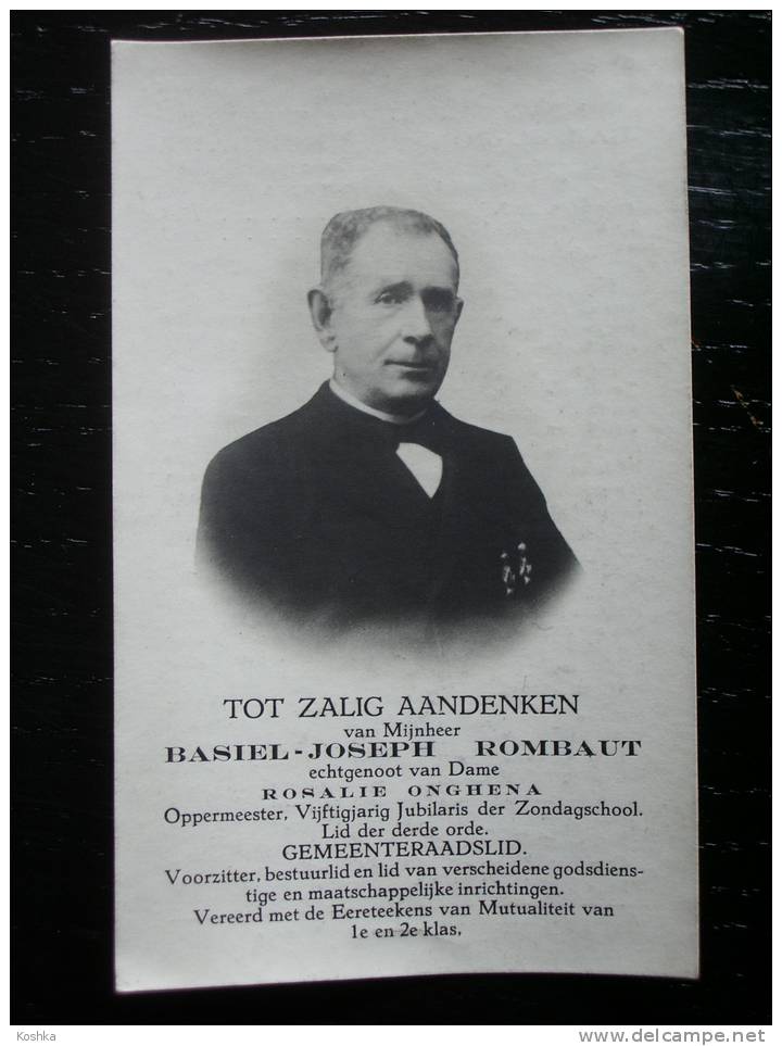 Doodsprentje - Gemeenteraadslid  ROMBAUT - ° 1847 St Niklaas - + 1915 Sint Niklaas - ONGHENA -  Lot 63 - Obituary Notices