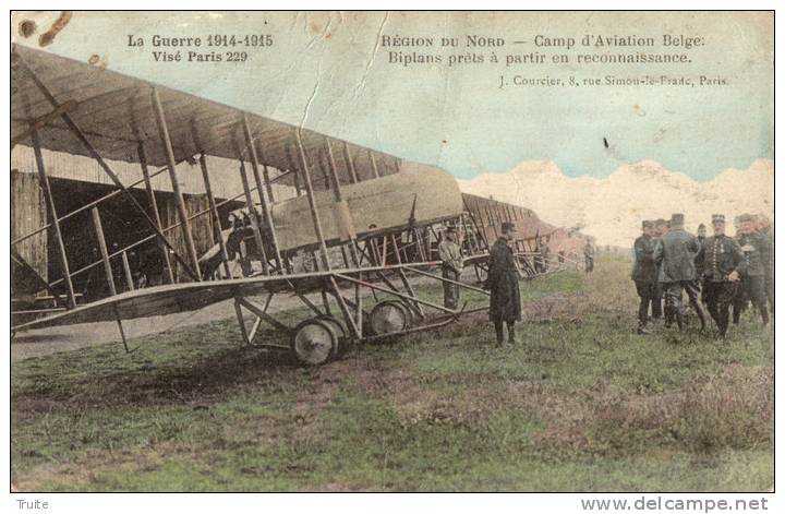 CAMP D AVIATION BELGE BIPLANS PRETS A PARTIR EN RECONNAISSANCE SOLDATS - Autres & Non Classés