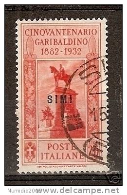 1932 SIMI GARIBALDI 2,55 LIRE USATO - RR2029 - Egée (Simi)