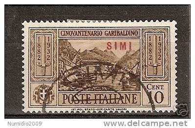 1932 SIMI GARIBALDI 10 CENT USATO - RR2029 - Egée (Simi)