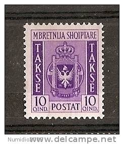 1940 ALBANIA SEGNATASSE 10 Q MH * - RR2132 - Albania