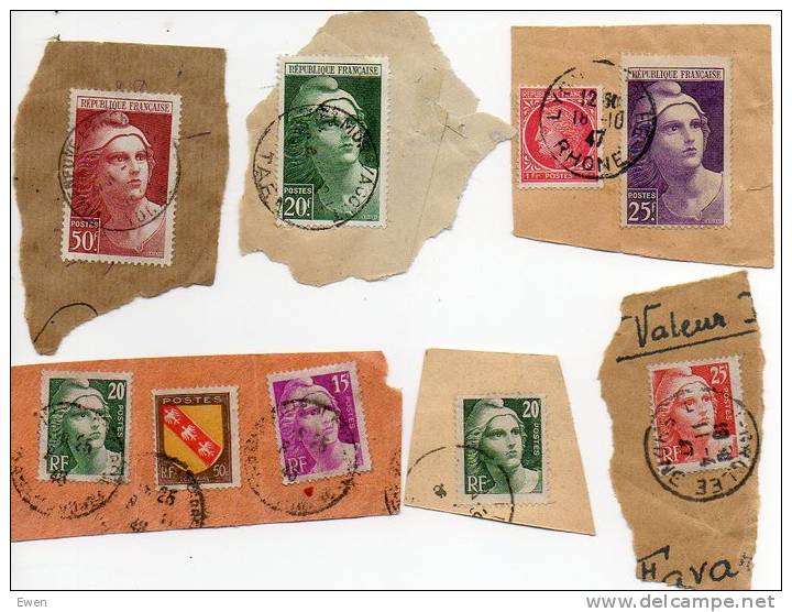 Lot De Marianne De Gandon Taille-douce Sur Fragment. - Used Stamps