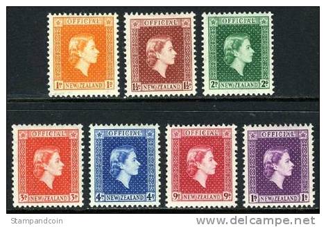 New Zealand O100-106 Mint Hinged QEII Official Set From 1954 - Dienstmarken