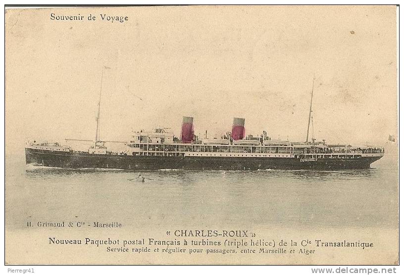 CPA-1930-PAQUEBOT-CIE TRANSATLANTIQUE-CHARLES ROUX-LIGNE MARSEILLE ALGER-TBE - Paquebots