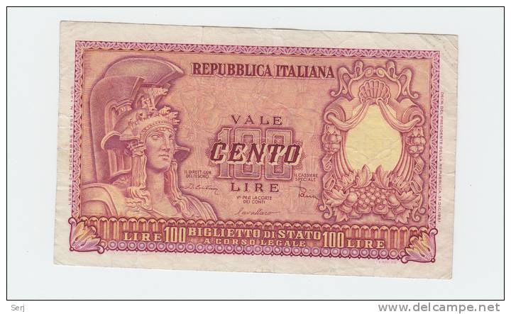 ITALY 100 Lire 1951 VF+ P 92b 92 B - 100 Lire