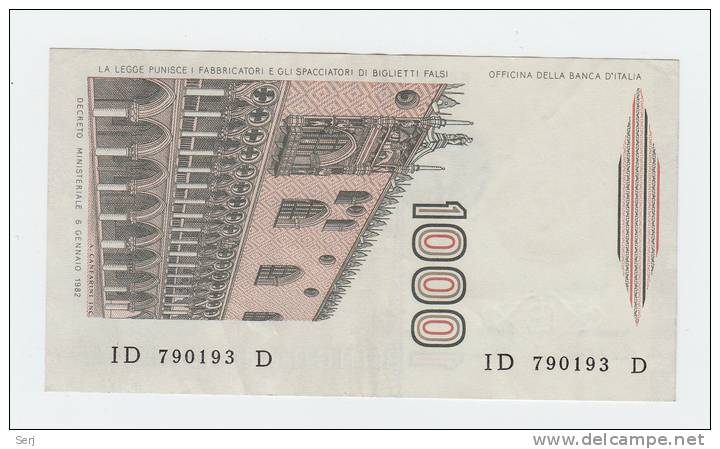 ITALY 1000 LIRA 1982 XF P 109a 109 A - 1000 Liras