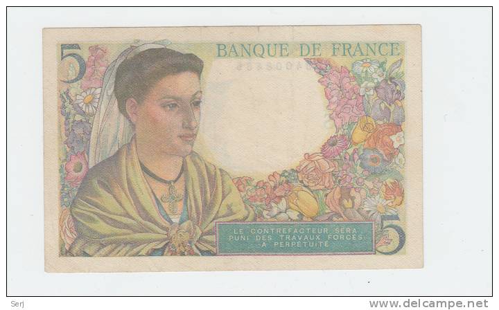 FRANCE 5 FRANCS 1947 VF++ P 98b 98 B - 5 F 1943-1947 ''Berger''