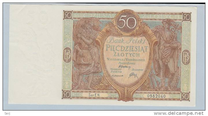 Poland 50 Zlotych 1929 AUNC CRISP Banknote P 71 - Polen