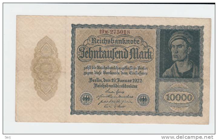 Germany 10000 Mark 1922 (180x100) AXF P 72 - 10000 Mark