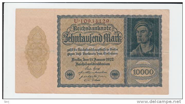 Germany 10000 Mark 1922 (180x100) AXF P 72 - 10000 Mark