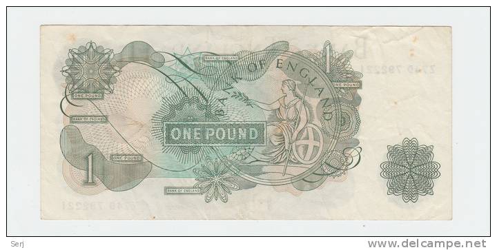 GREAT BRITAIN &pound; 1 POUND 1970 - 77 ( Signature J. B. Page ) VF++ P 374g 374 G - 1 Pound