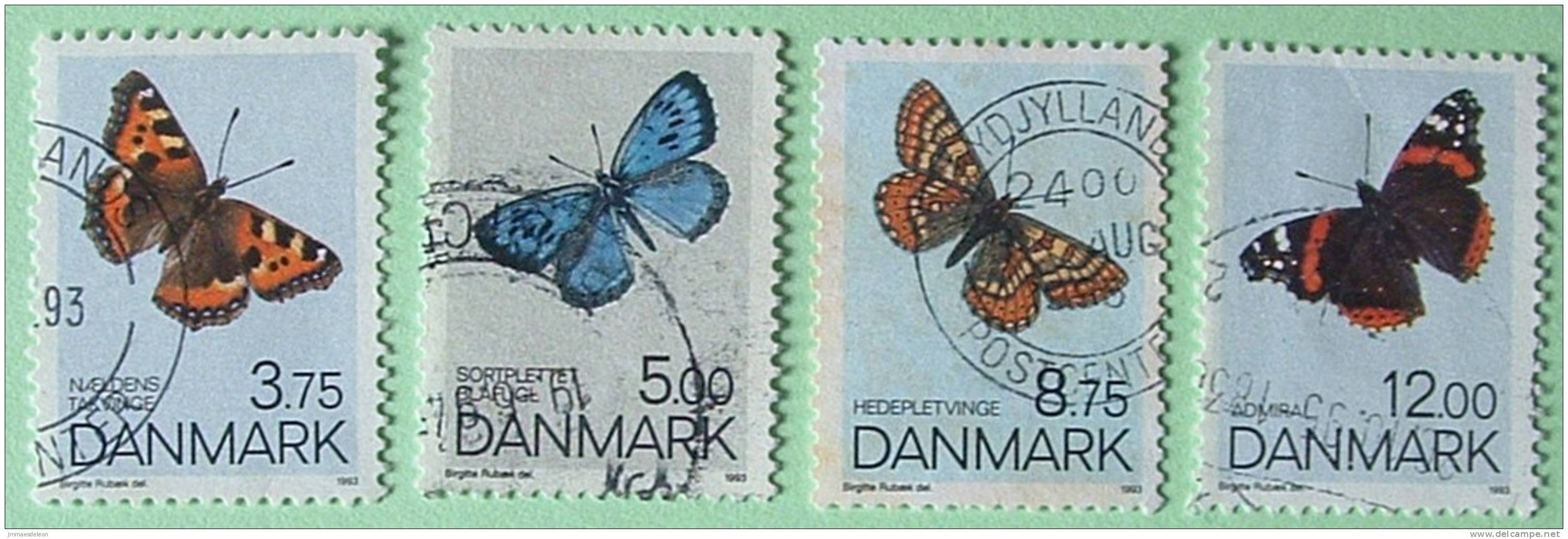 Denmark 1993 Butterflies - Used Full Set - Storia Postale