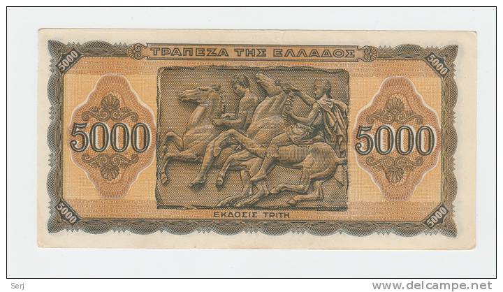 Greece 5000 5,000 Drachmai 1943 XF - AUNC CRISP Banknote P 122 - Greece