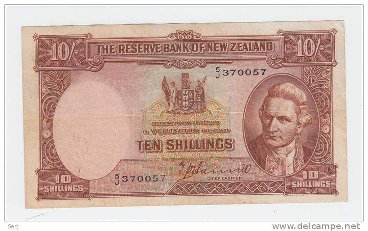 New Zealand 10 Shillings 1940 - 1955 VF++ Banknote P 158a 158 A - Nueva Zelandía