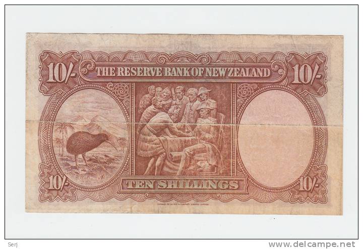 New Zealand 10 Shillings 1940 - 1955 VF++ Banknote P 158a 158 A - Nueva Zelandía