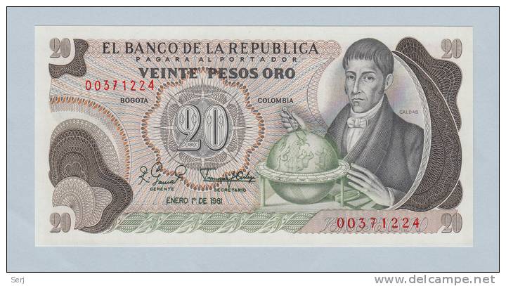 COLOMBIA 20 PESOS 1981 UNC P 409d 409 D - Colombia