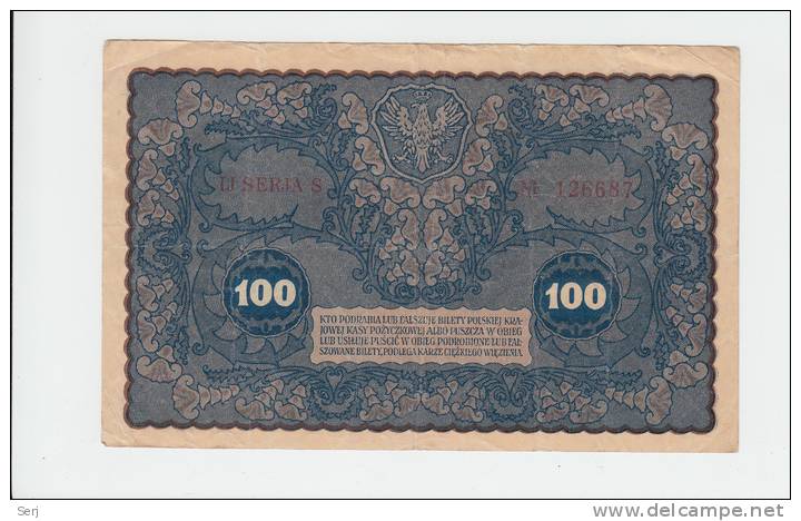 Poland 100 Marek 1919 VF Banknote - Poland