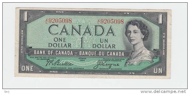 Canada 1 Dollar 1954 QEII F+ P 74a 74 A - Canada