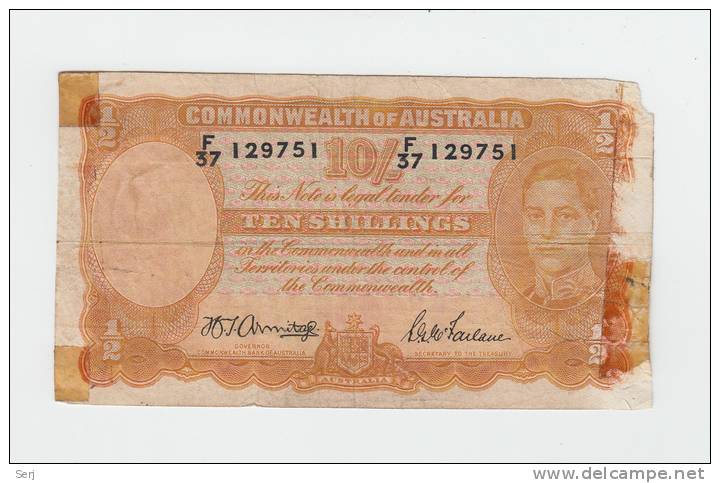 AUSTRALIA 10 SHILLINGS 1942 "G" P 25b 25 B - WWII Issues