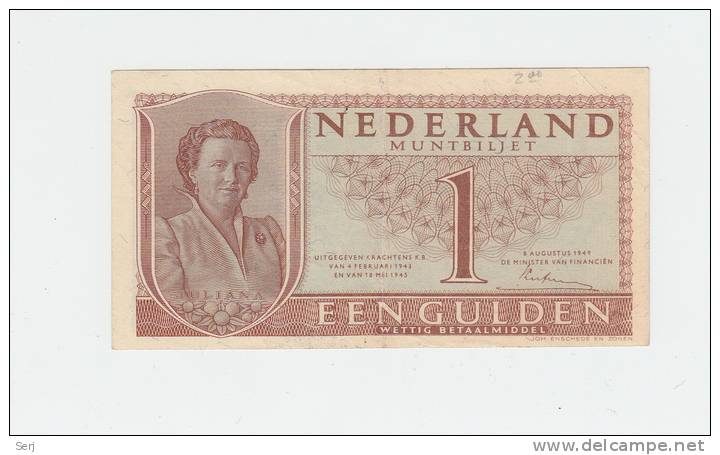 NETHERLANDS 1 GULDEN 1949 AXF P 72 - 1 Gulde