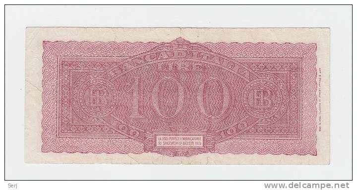Italy 100 Lire 1944 "F+" CRISP Banknote P 75a 75 A - 100 Liras