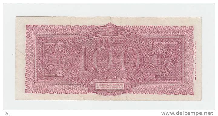 Italy 100 Lire 1944 "F+" CRISP Banknote P 75a 75 A - 100 Lire