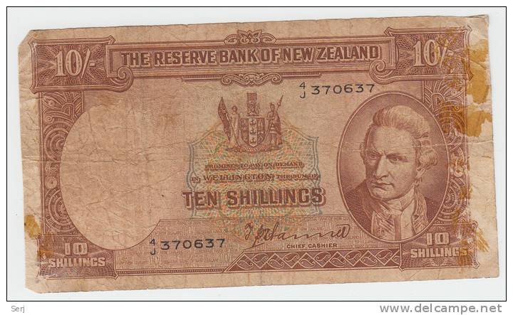 New Zealand 10 Shillings 1940-55 ""VG"" Banknote P 158a 158 A - Neuseeland