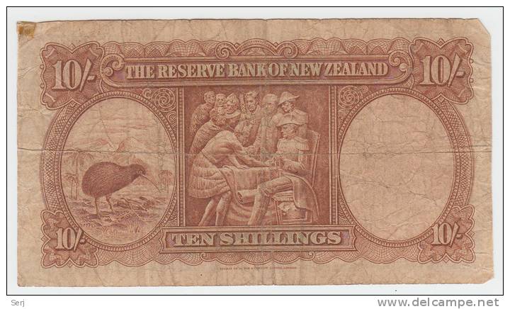 New Zealand 10 Shillings 1940-55 ""VG"" Banknote P 158a 158 A - Neuseeland