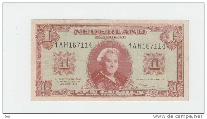 Netherlands 1 Gulden 1945 VF P 70 - 1 Gulden