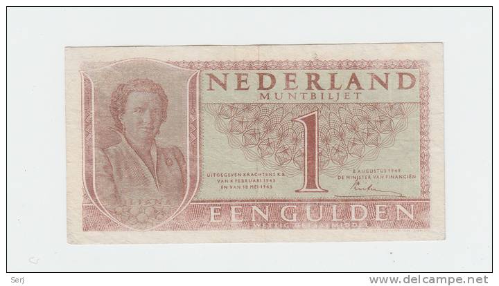 NETHERLANDS 1 GULDEN 1949 VF P 72 - 1 Gulde