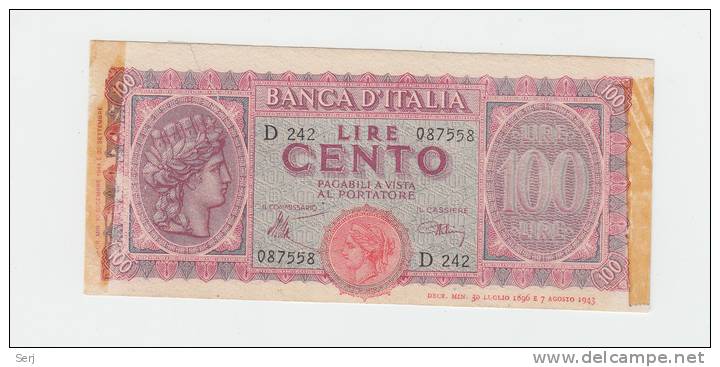 Italy 100 Lire 1944 P 75a 75 A - 100 Lire